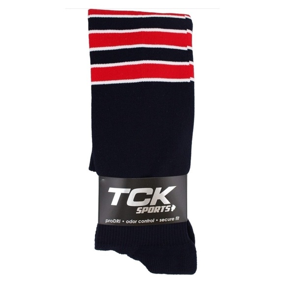 TCK • Unisex Elite Performance Navy & Red Baseball Softball Stripe Dugout Socks - Picture 7 of 7